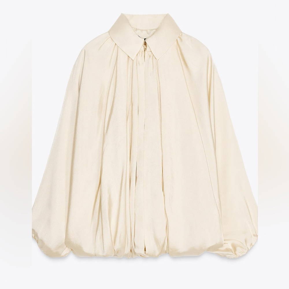 Zara Ecru Balloon Bomber Jacket Medium BNWT